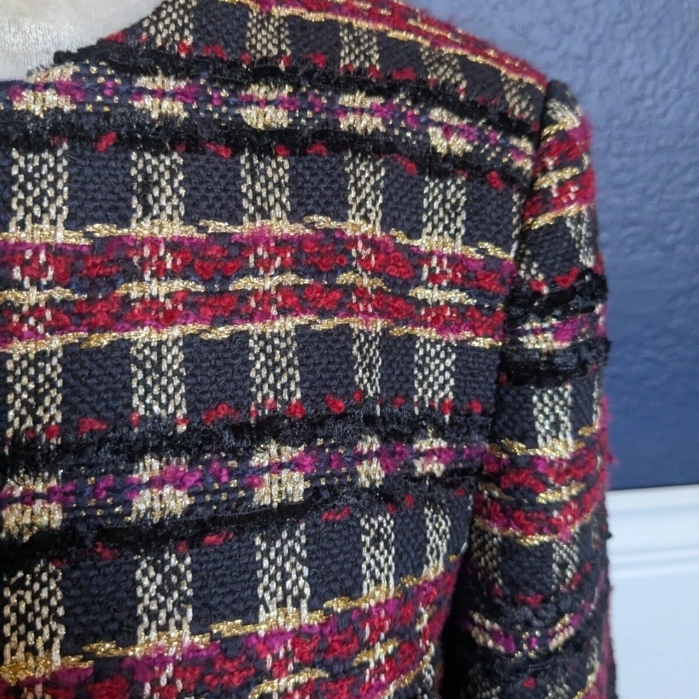 House of Harlow 1960 Tweed Cropped Jacket Gold Buttons - Picture 7 of 8